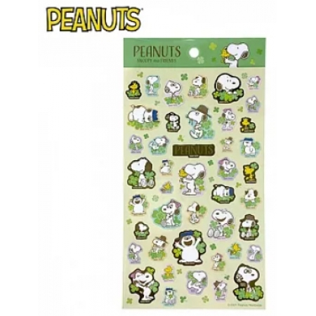 【日本正版授權】史努比 燙金貼紙 貼紙/手帳貼/裝飾貼紙 Snoopy/PEANUTS - 綠色款