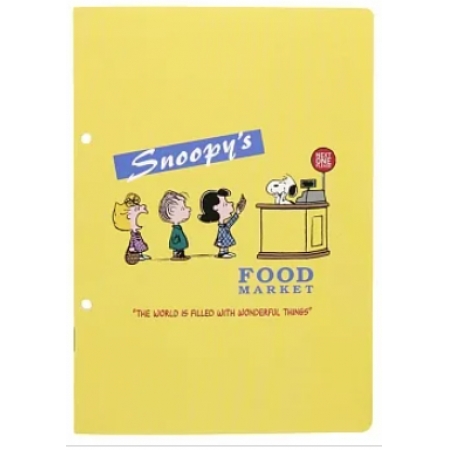 sun-star 日本製 Snoopy 美味超市系列 2孔筆記本 A5 史努比 收銀機