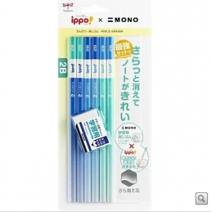 【TOMBOW日本蜻蜓】ippoXMONO兒童六角鉛筆組-2B 藍綠色
