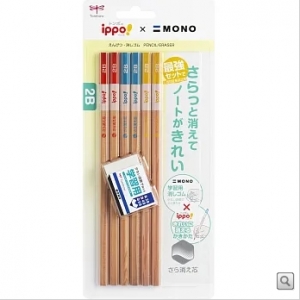 【TOMBOW日本蜻蜓】ippoXMONO兒童六角鉛筆組-2B 原木色